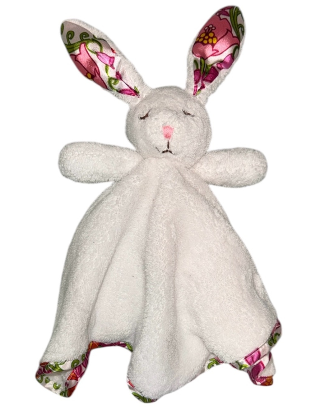 Vera Bradley White Bunny Lovey with Pink Floral Ears